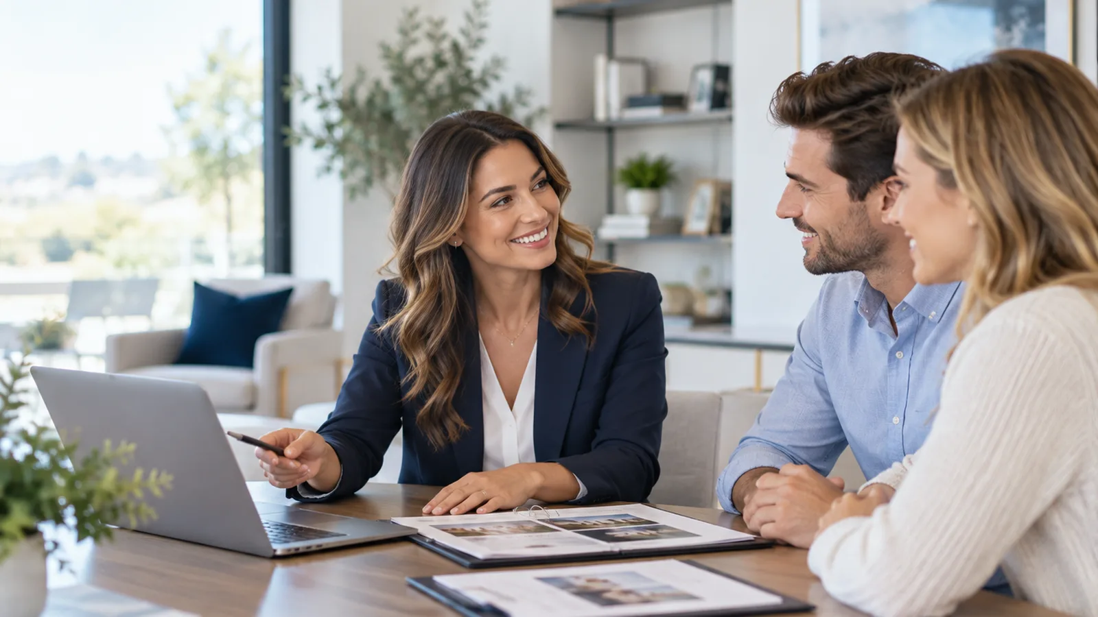 Real estate agent meeting with prospective homebuyers