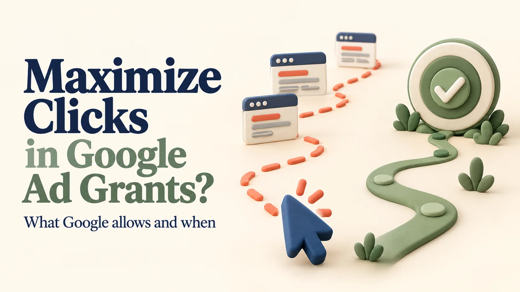 Maximize Clicks in Google Ad Grants bidding strategy, showing clicks compared with conversion-based bidding